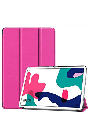Huawei MatePad 10.4 Uyumlu Zore Smart Cover Standlı 1-1 Kılıf Pembe