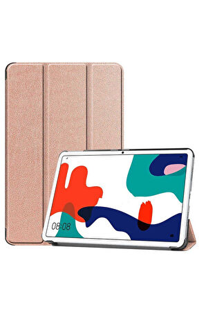 Huawei MatePad 10.4 Uyumlu Zore Smart Cover Standlı 1-1 Kılıf Rose Gold