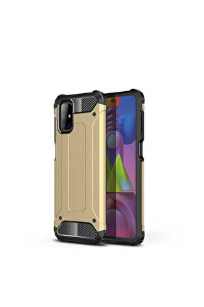 Samsung Galaxy M51 Uyumlu Kılıf Zore Crash Silikon Kapak Gold