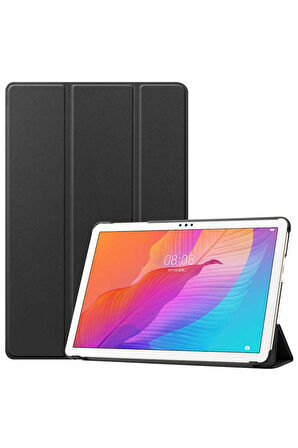 Huawei MatePad T10 Uyumlu Zore Smart Cover Standlı 1-1 Kılıf Siyah