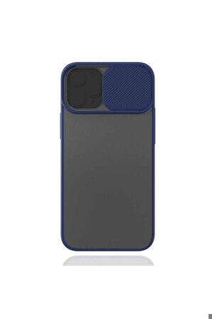 Apple iPhone 12 Mini Uyumlu Kılıf Zore Lensi Kapak Lacivert