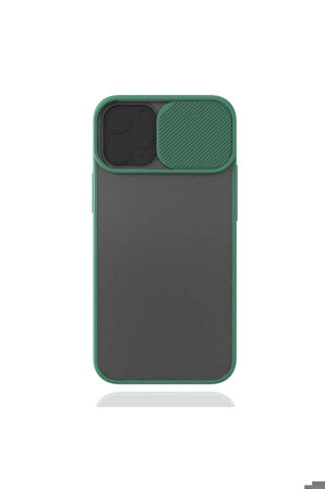 Apple iPhone 12 Mini Uyumlu Kılıf Zore Lensi Kapak Koyu Yeşil