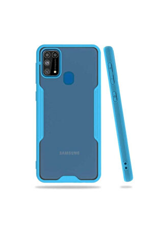 Samsung Galaxy M31 Uyumlu Kılıf Zore Parfe Kapak Mavi