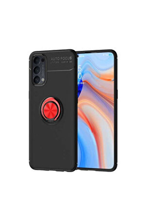 Oppo Reno 4 Lite Uyumlu Kılıf Zore Ravel Silikon Kapak Siyah-Kırmızı