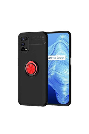 Realme 7 Pro Uyumlu Kılıf Zore Ravel Silikon Kapak Siyah-Kırmızı