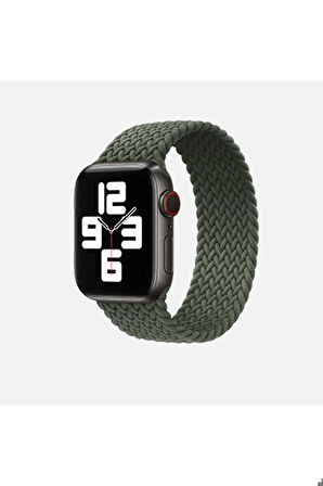 Apple Watch 38mm Uyumlu Kordon Hasır Örgü Esnek KRD-32 Medium Kayış Yeşil