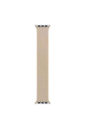 Apple Watch 38mm Uyumlu Kordon Hasır Örgü Esnek KRD-32 Medium Kayış Gold