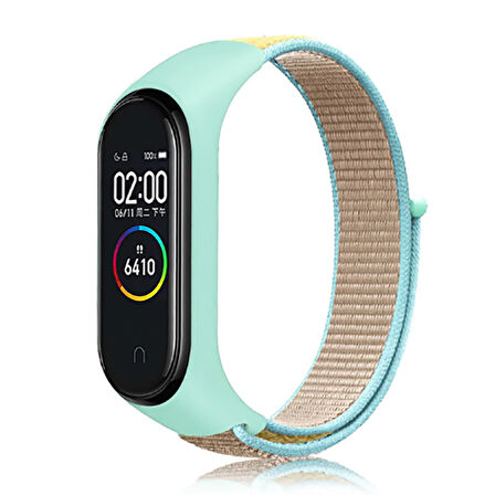 Xiaomi Mi Band 3 Uyumlu Kordon Hasır Örgü Cırt Cırtlı Terletmeyen Zore KRD-03 Kumaş Kayış NO27