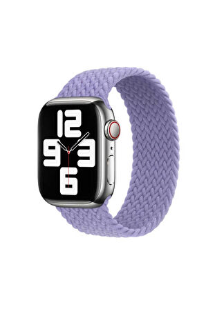 Apple Watch 42mm Uyumlu Kordon Hasır Örgü Esnek KRD-32 Medium Kayış Lila