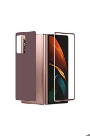 Samsung Galaxy Z Fold 2 Uyumlu Zore Ön Arka 5D Full Yapışkanlı Temperli Ekran Koruyucu Gold