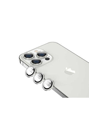 Apple iPhone 13 Pro Max Uyumlu CL-06 Kamera Lens Koruyucu Gümüş