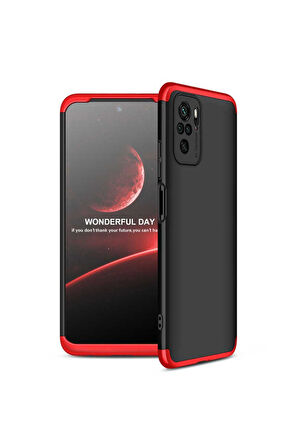 Xiaomi Redmi Note 10S Uyumlu Kılıf Zore Ays Kapak Siyah-Kırmızı