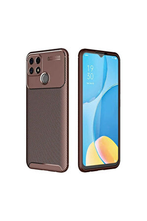 Oppo A15S Uyumlu Kılıf Zore Negro Silikon Kapak Kahverengi