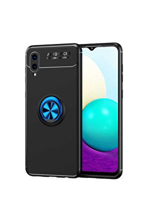 Samsung Galaxy A02 Uyumlu Kılıf Zore Ravel Silikon Kapak Siyah-Mavi
