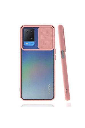 Oppo A54 4G Uyumlu Kılıf Zore Lensi Kapak Pembe Açık