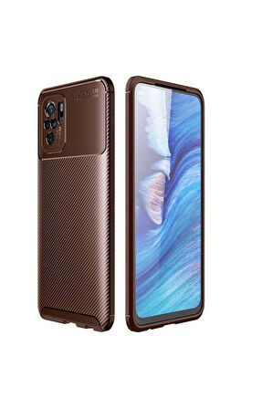 Xiaomi Redmi Note 10S Uyumlu Kılıf Zore Negro Silikon Kapak Kahverengi