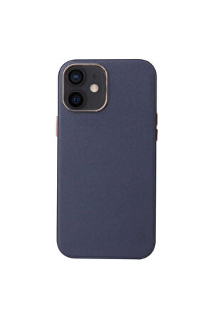 Apple iPhone 12 Uyumlu Kılıf Zore Leathersafe Wireless Kapak Lacivert