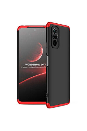 Xiaomi Redmi Note 10 Pro Uyumlu Kılıf Zore Ays Kapak Siyah-Kırmızı