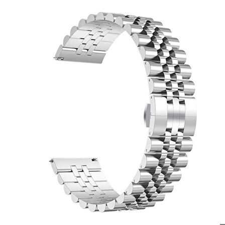 Huawei GT2 46mm 22mm Uyumlu Kordon Paslanmaz Çelik Rolex Metal KRD-36 Kayış Gümüş
