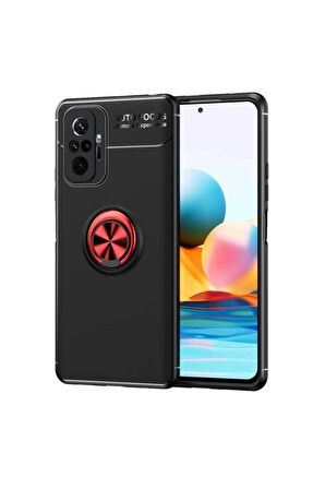 Xiaomi Redmi Note 10 Pro Uyumlu Kılıf Zore Ravel Silikon Kapak Siyah-Kırmızı