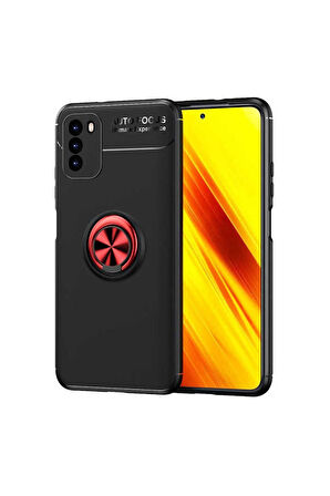 Xiaomi Poco M3 Uyumlu Kılıf Zore Ravel Silikon Kapak Siyah-Kırmızı