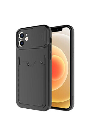 Apple iPhone 12 Uyumlu Kılıf Zore Kartix Kapak Siyah