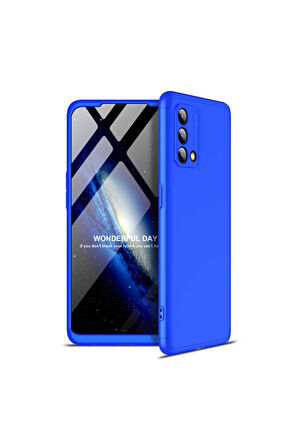 Oppo A74 4G Uyumlu Kılıf Zore Ays Kapak Siyah-Mavi
