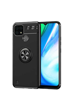 Realme C21 Uyumlu Kılıf Zore Ravel Silikon Kapak Siyah