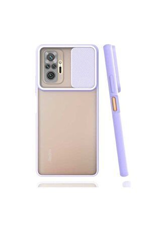 Xiaomi Redmi Note 10 Pro Uyumlu Kılıf Zore Lensi Kapak Lila