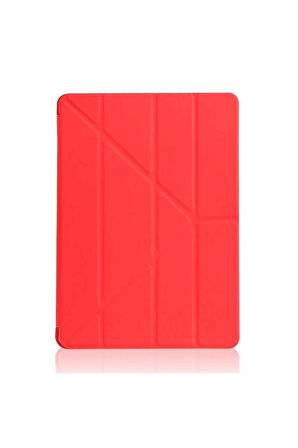 Apple iPad 10.2 2021 (9.Nesil) Uyumlu Kılıf Zore Tri Folding Standlı Kılıf Kırmızı