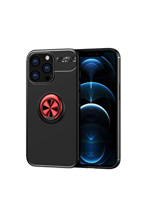 Apple iPhone 13 Pro Max Uyumlu Kılıf Zore Ravel Silikon Kapak Siyah-Kırmızı