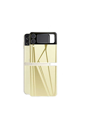 Samsung Galaxy Z Flip 3 Uyumlu Zore 3D Standart 2 in 1 Arka Koruyucu Gold