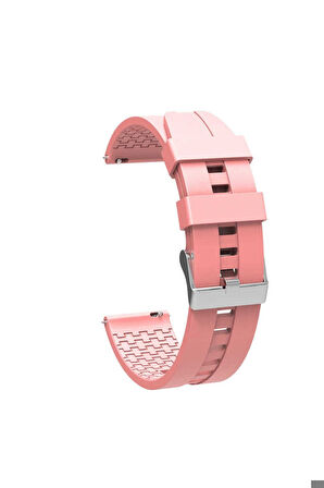 Samsung Galaxy Watch Active 2 40mm 20mm Uyumlu Kordon Silikon Yumuşak Esnek Sportif KRD-23 Kayış Pembe