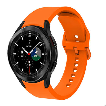 Samsung Galaxy Watch 4 44mm Uyumlu Kordon Silikon Spor Görünümlü Esnek Yumuşak KRD-50 Kayış Turuncu
