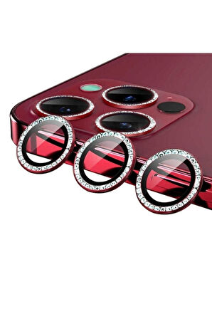 Apple iPhone 12 Pro Max Uyumlu CL-06 Kamera Lens Koruyucu Kırmızı