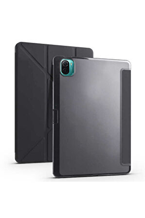 Xiaomi Mi Pad 5 Uyumlu Kılıf Zore Tri Folding Kalem Bölmeli Standlı Kılıf Siyah