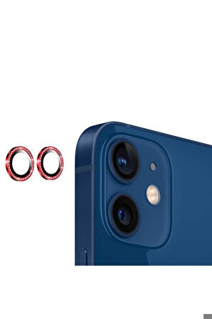 Apple iPhone 12 Mini Uyumlu CL-06 Kamera Lens Koruyucu Kırmızı
