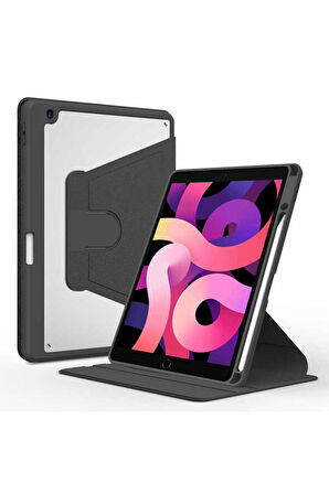 Apple iPad 10.2 2021 (9.Nesil) Uyumlu Kılıf Zore Nayn Dönebilen Standlı Kılıf Siyah