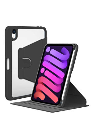 Apple iPad Mini 2021 (6.Nesil) Uyumlu Kılıf Zore Nayn Dönebilen Standlı Kılıf Siyah
