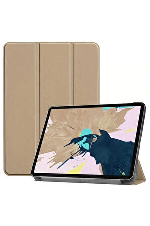 Apple iPad Pro 12.9 2021 (5.Nesil) Uyumlu Zore Smart Cover Standlı 1-1 Kılıf Gold