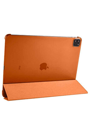 Apple iPad Pro 12.9 2021 (5.Nesil) Uyumlu Zore Smart Cover Standlı 1-1 Kılıf Turuncu