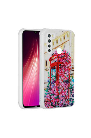 Xiaomi Redmi Note 8 Uyumlu Kılıf Simli Desenli Kamera Korumalı Parlak Zore Popy Kapak Kulübe