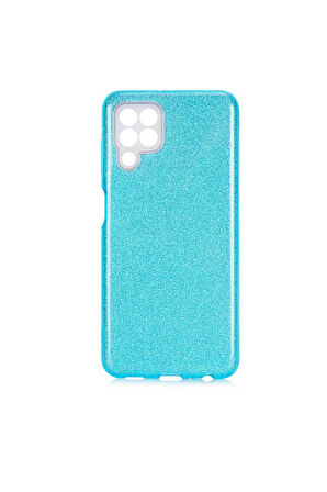 Samsung Galaxy M22 Uyumlu Kılıf Zore Shining Silikon Mavi