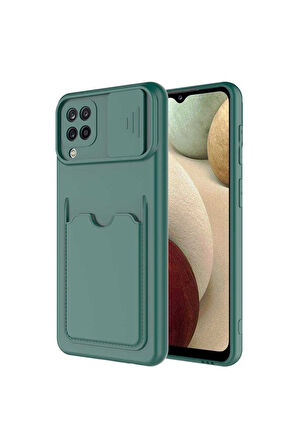 Samsung Galaxy M22 Uyumlu Kılıf Zore Kartix Kapak Koyu Yeşil