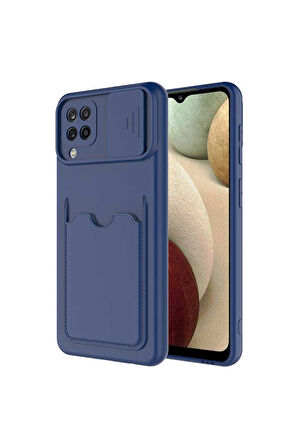 Samsung Galaxy M22 Uyumlu Kılıf Zore Kartix Kapak Lacivert