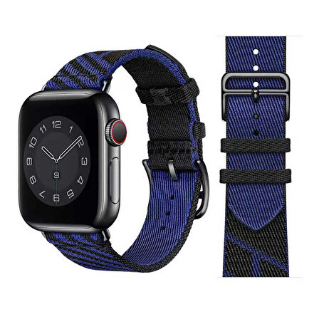 Apple Watch 38mm Uyumlu Kordon Kumaş Renkli Metal Klipsli KRD-51 Hasır Kayış NO4