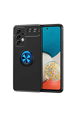 Samsung Galaxy A73 Uyumlu Kılıf Zore Ravel Silikon Kapak Siyah-Mavi