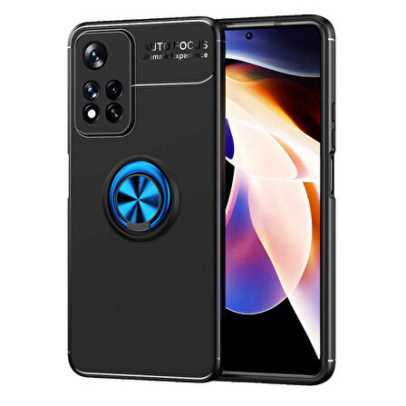 Xiaomi Redmi Note 11 Pro 5G Uyumlu Kılıf Zore Ravel Silikon Kapak Siyah-Mavi