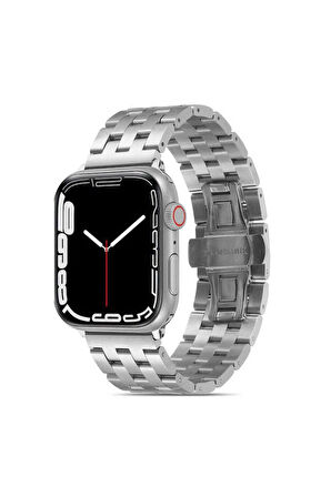 Apple Watch 40mm Uyumlu Kordon Metal Geçmeli Paslanmaz KRD-20 Kayış Gümüş