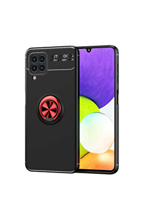 Samsung Galaxy M32 Uyumlu Kılıf Zore Ravel Silikon Kapak Siyah-Kırmızı